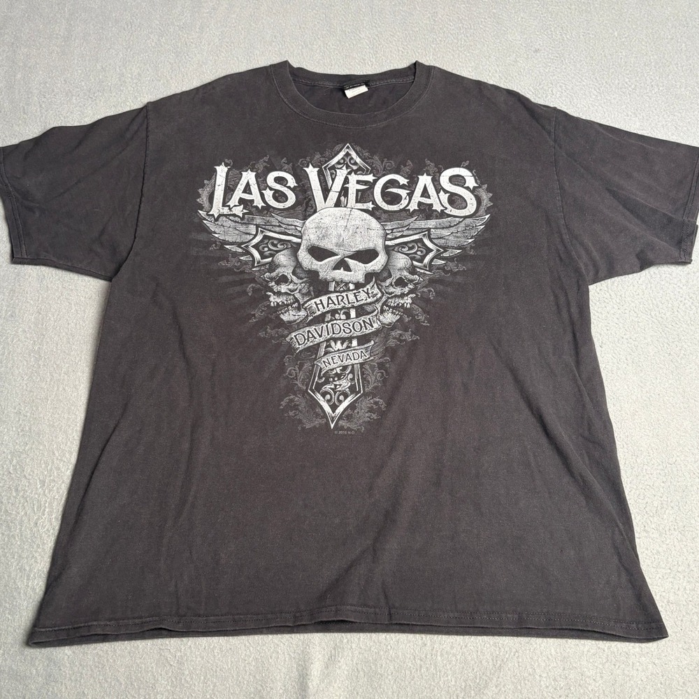 Harley-Davidson Las Vegas Nevada Skull Cross Graphic T-Shirt Black XL 2016‎